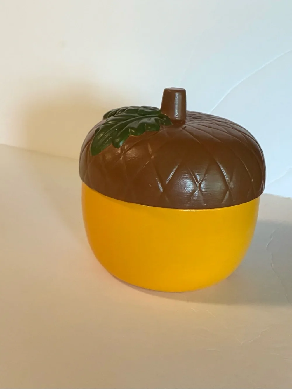 Ceramic Acorn Jar-Yellow, Brown, Green